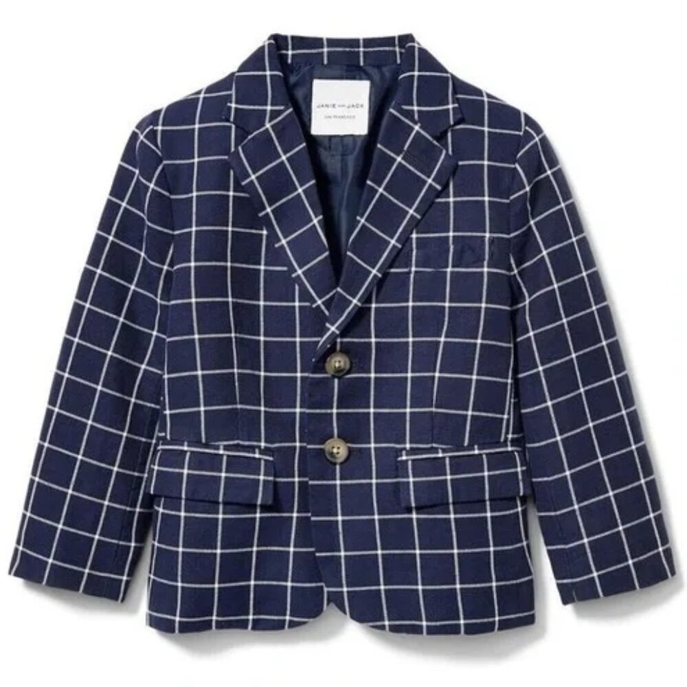 Janie and Jack Tattersall Linen-Cotton Blazer